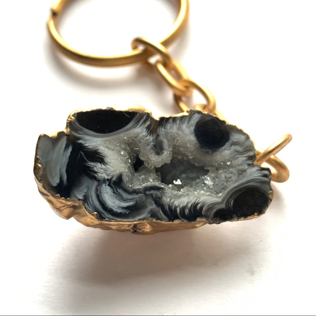 Vintage Gold Nugget With Precious GeodeKeychain